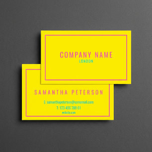 Thin neon pink and yellow business card