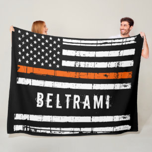 Thin Orange Line Flag Personalized Search Rescue Fleece Blanket