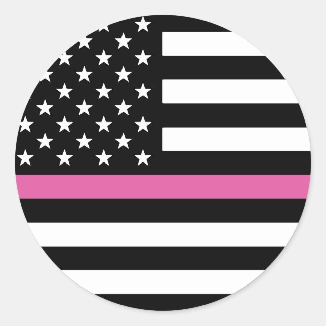 Thin Pink Line American Flag Classic Round Sticker (Front)