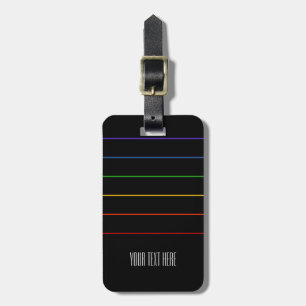 Thin Rainbow Stripes Black Text Luggage Tag