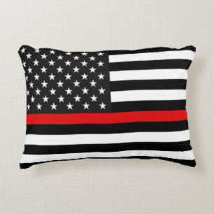 Thin Red Line American Flag Accent Pillow