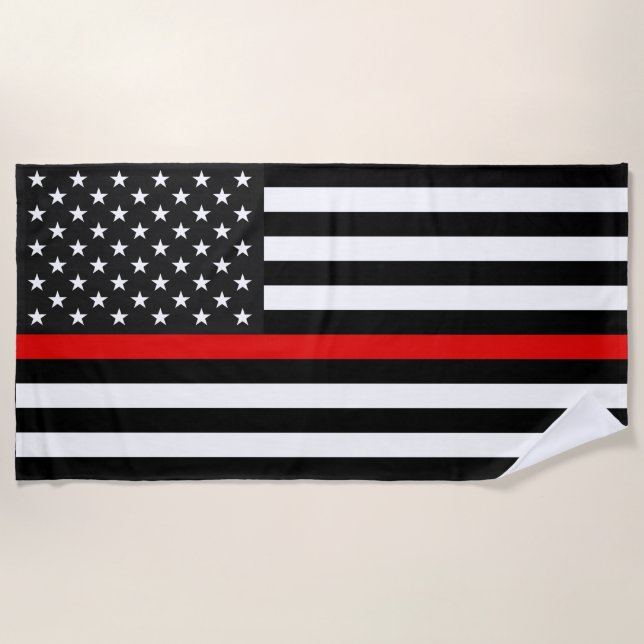 Thin Red Line American Flag Beach Towel (Front)