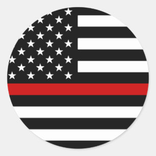Thin Red Line American Flag Classic Round Sticker