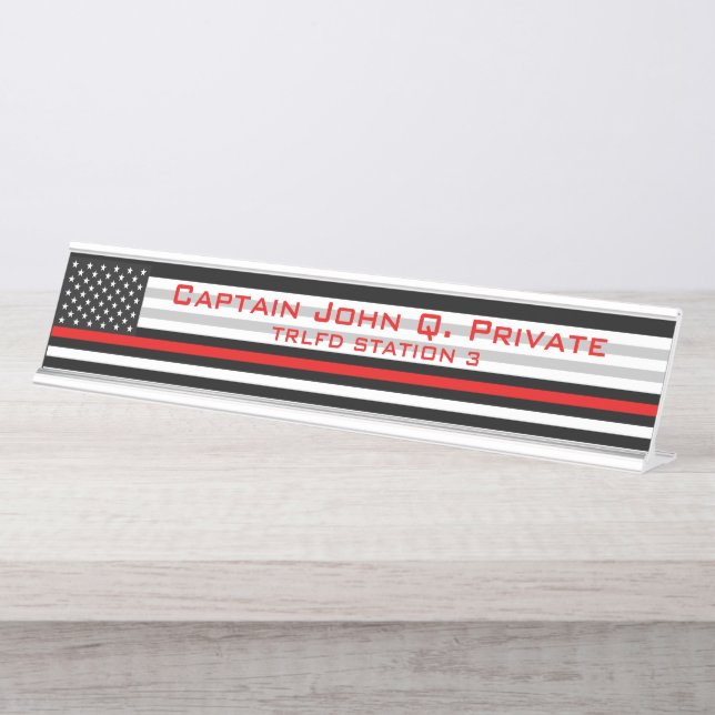 Thin Red Line American Flag Desk Name Plate (Front)