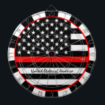 Thin Red Line & American Flag Firefighters / USA Dartboard<br><div class="desc">Dartboard: Thin Red Line & American Flag (USA) - firefighters / fire service personnel themed - love my country,  patriots / sports fans</div>