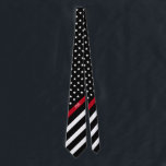 Thin Red Line American Flag Monogram Firefighter Tie<br><div class="desc">This patriotic tie features a black and white firefighter thin red line American flag with stars and stripes and monogrammed initials for you to personalize in a classic white script. Designed by world renowned artist  ©Tim Coffey.</div>