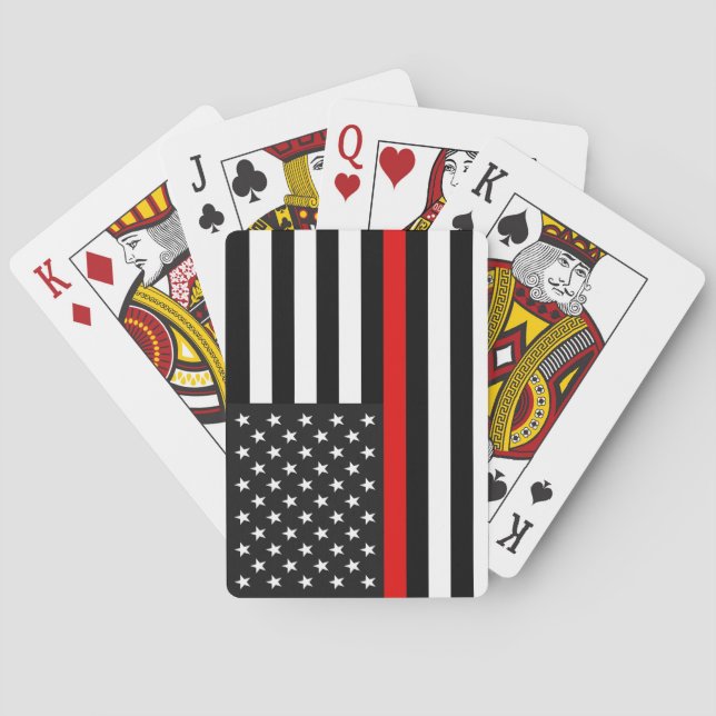 Thin Red Line American Flag Playing Cards (Back)