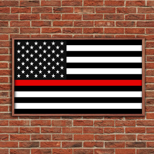 Thin Red Line American Flag Poster