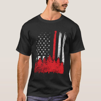 Thin Red Line American Flag Wildland Firefighter T-Shirt