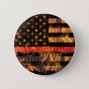 Thin Red Line and Flames 2 Inch Round Button