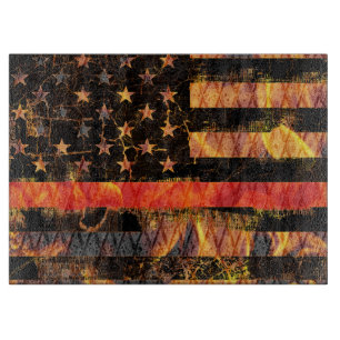 Thin Red Line and Flames Cutting Board
