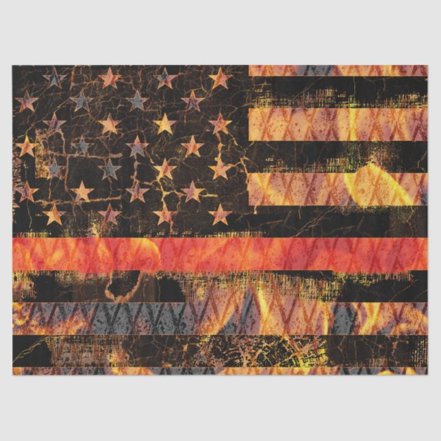 Thin Red Line and Flames Tissue Paper (Front)