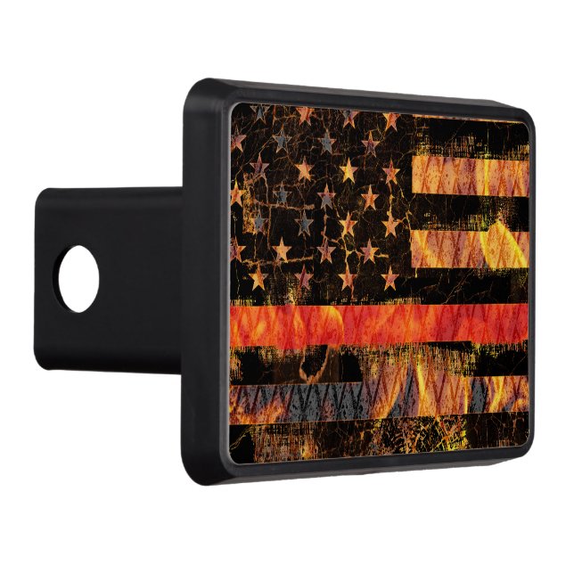 Thin Red Line and Flames Trailer Hitch Cover (Right)