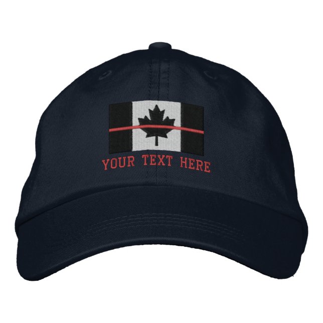 Thin Red Line Canadian Flag Personalize it Embroidered Hat (Front)