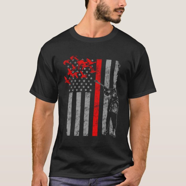 Thin Red Line Duck Hunting Flag T-Shirt (Front)