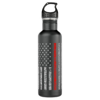 Thin Red Line  Firefighter American Flag   710 Ml Water Bottle