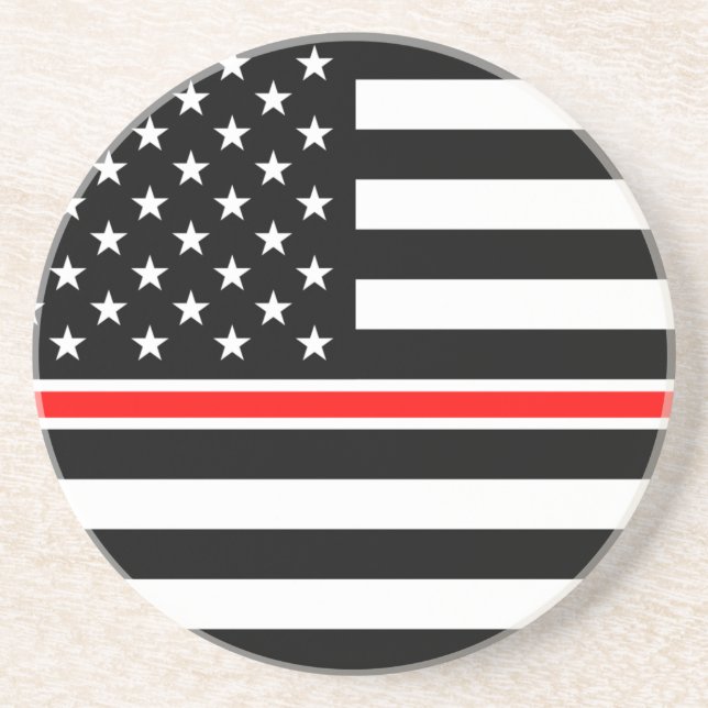 Thin Red Line Firefighter American Flag Coaster (Front)