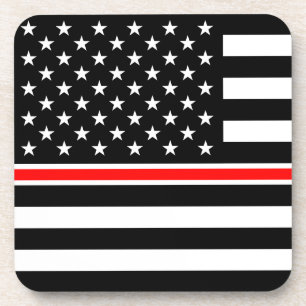 Thin Red Line Firefighter American Flag Coaster