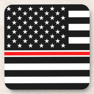 Thin Red Line Firefighter American Flag Coaster