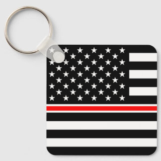 Thin Red Line Firefighter American Flag Keychain