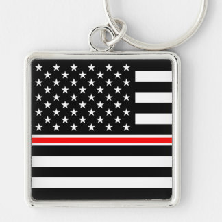 Thin Red Line Firefighter American Flag Keychain