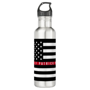 Thin Red Line Firefighter American Flag Monogram 710 Ml Water Bottle