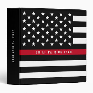Thin Red Line Firefighter American Flag Monogram Binder