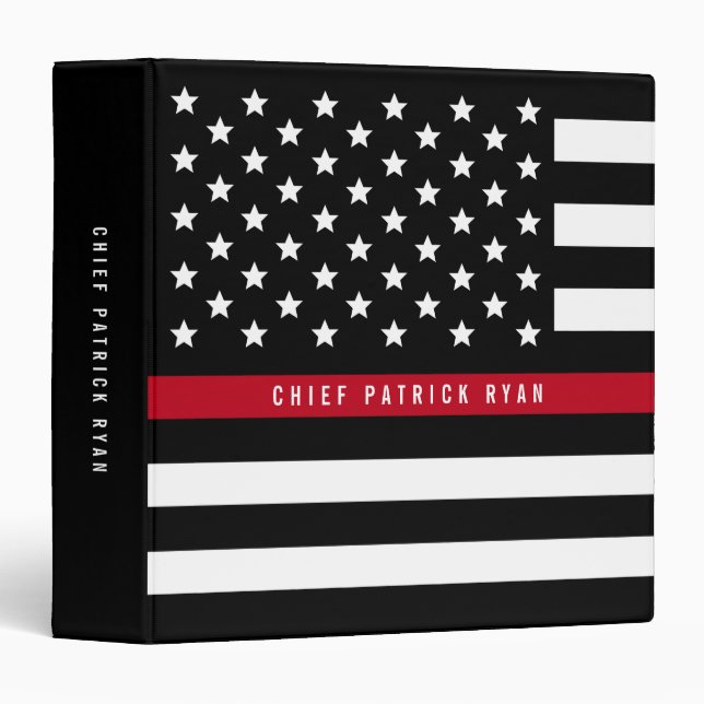 Thin Red Line Firefighter American Flag Monogram Binder (Front/Spine)