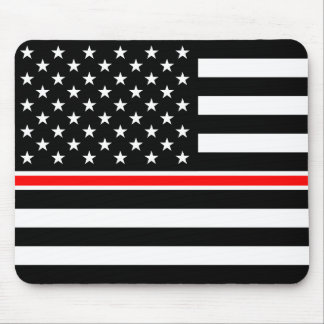 Thin Red Line Firefighter American Flag Mouse Pad