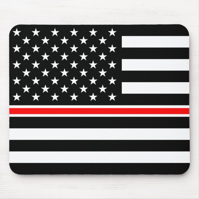 Thin Red Line Firefighter American Flag Mouse Pad (Front)