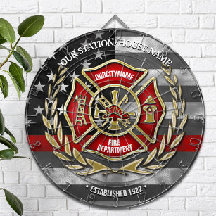 Thin Red Line Firefighter Family Custom Dartboard