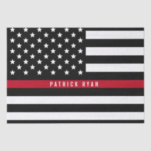 Thin Red Line Firefighter Flag Add Name 15x20 Tissue Paper