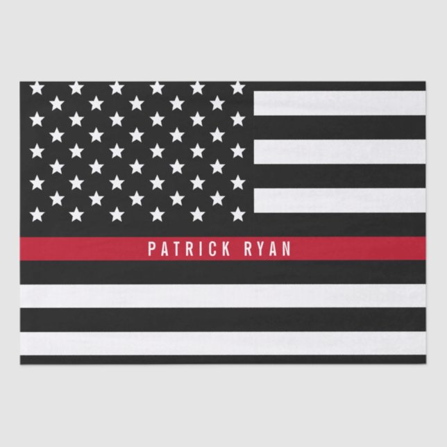 Thin Red Line Firefighter Flag Add Name 15x20 Tissue Paper (Front)