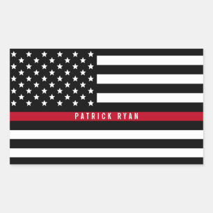 Thin Red Line Firefighter Flag Add Name Sticker