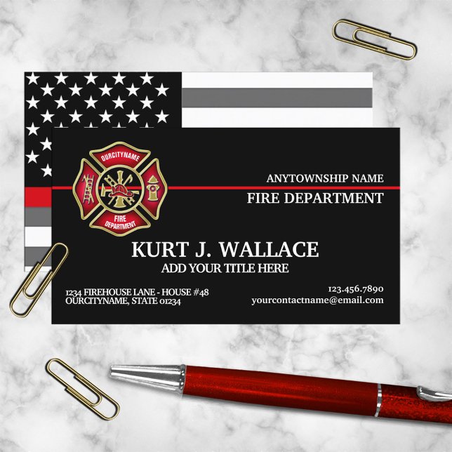 Thin Red Line Firefighter Flag Business Card (Creator Uploaded)