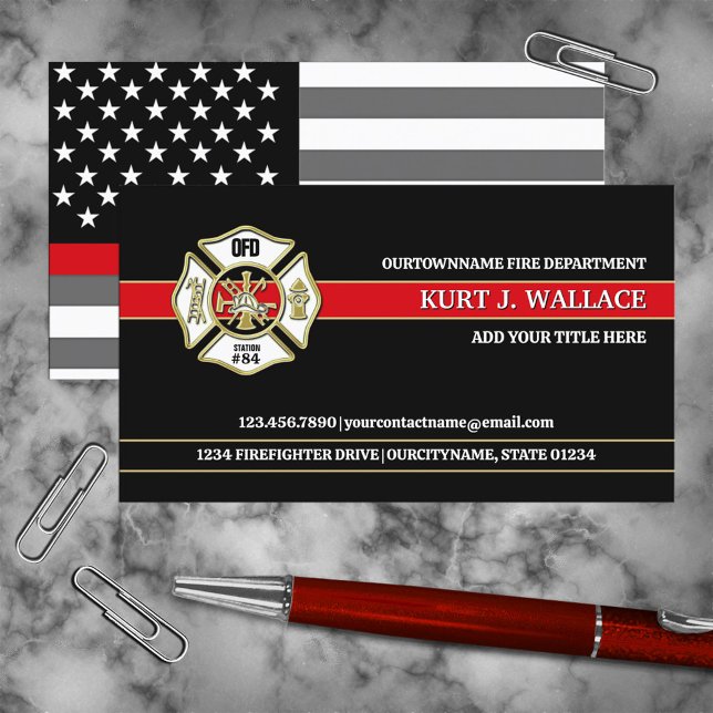 Thin Red Line Firefighter Flag Business Card (Creator Uploaded)