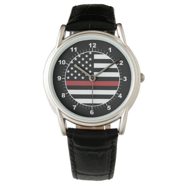Thin Red Line Firefighter Flag Fire Department Watch (Front)