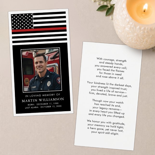 Thin Red Line Firefighter Memorial Prayer Card (Creator Uploaded)