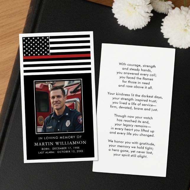 Thin Red Line Firefighter Memorial Prayer Card (Creator Uploaded)