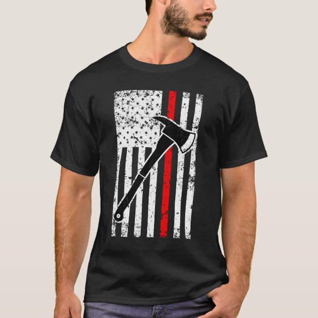 Thin Red Line Firefighter men's Flag T-shirt (Front)