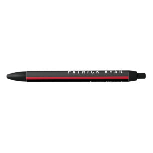 Thin Red Line Firefighter Monogrammed Black Ink Pen