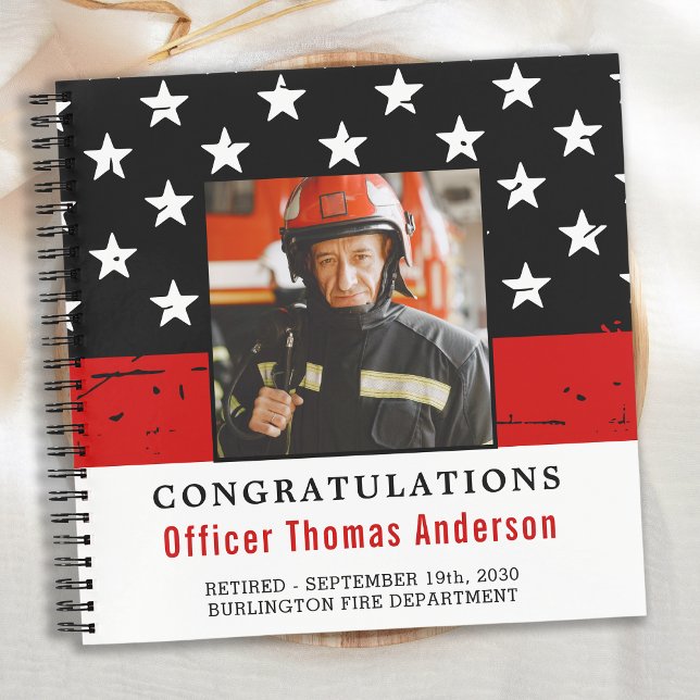 Thin Red Line Firefighter Retirement Photo Guest Notebook (Creator Uploaded)