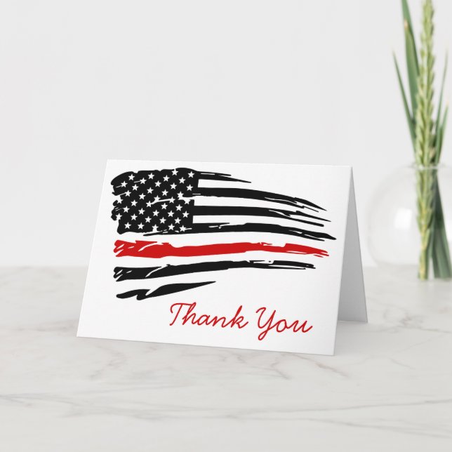 Thin Red Line Firefighter Thank You Card (Front)