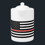 Thin Red Line Firefighters Heroes American Flag<br><div class="desc">The thin red line flag was developed to show support and solidarity with fire service personnel and to honour injured or fallen firefighters. The thin blue line flag was created to show support for law enforcement. - This work is ineligible for copyright and therefore in the public domain because it...</div>