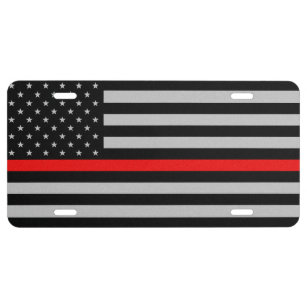 Thin Red Line Fireman Flag License Plate