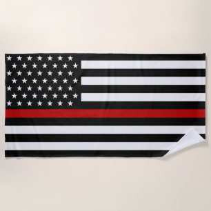 Thin Red Line Flag Beach Towel