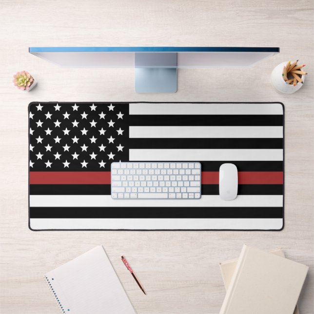 Thin Red Line Flag Firefighter Fire Rescue Dept Desk Mat (Office 1)