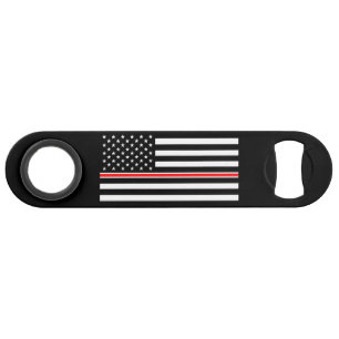 Thin Red Line Flag: Firefighter Hero Memorial Bar Key