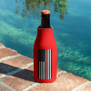 Thin Red Line Flag: Firefighter Hero Memorial Bottle Cooler