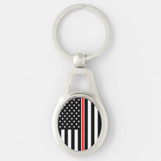 Thin Red Line Flag: Firefighter Hero Memorial Keychain